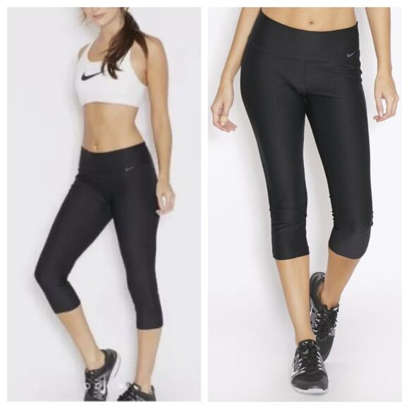 Nike Women's Dri FIT Power Training Capris Black Size M - Picture 1 of 9